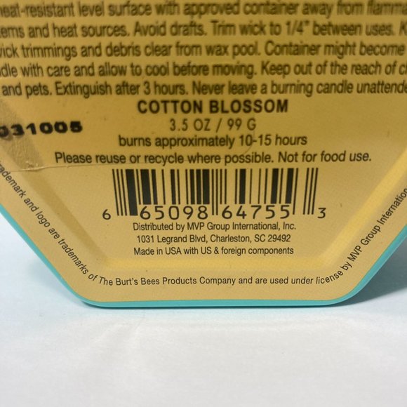Burt's Bees Cotton Blossom 2 Wick Tin Soy Candle Set of 3 3.5oz DISCONTINUED - Picture 11 of 13